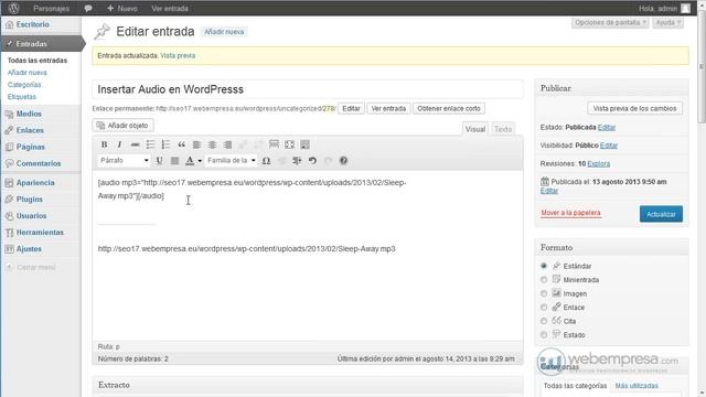 Insertar audio en WordPress смотреть онлайн
