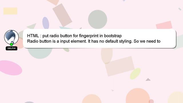 HTML : put radio button for fingerprint in bootstrap смотреть онлайн