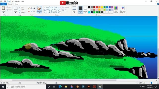 How to Draw in Ms Paint | drawing in paint in computer | paint in computer | scenery drawing смотреть онлайн