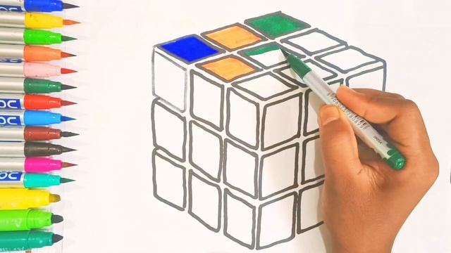 Drawing a Rubik's cube | Rubik's cube colour and painting for kids& Toddlers,colouring,Painting #23 смотреть онлайн