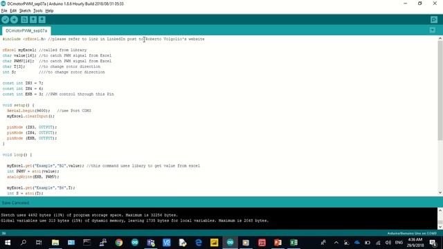 Real time control of DC motor control from excel using PWM смотреть онлайн