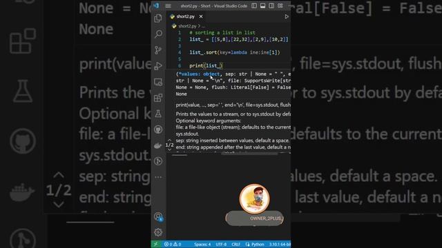 How to sorting list of list #python #programming #list #sorting #pythontrick #coding смотреть онлайн