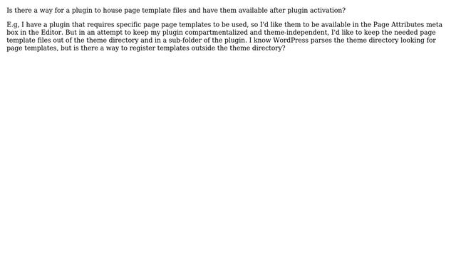 Wordpress: Is it possible for a plugin to register a page template file? смотреть онлайн