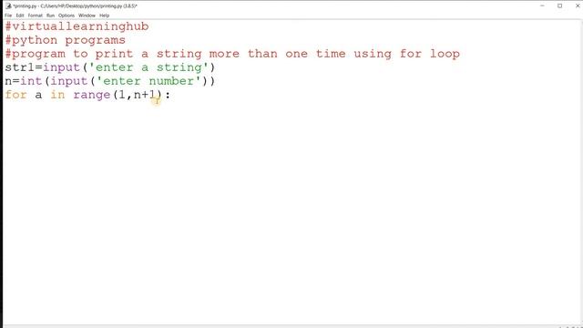 how to print string more than one time using for loop. #python #pythonprogram @virtuallearninghub смотреть онлайн