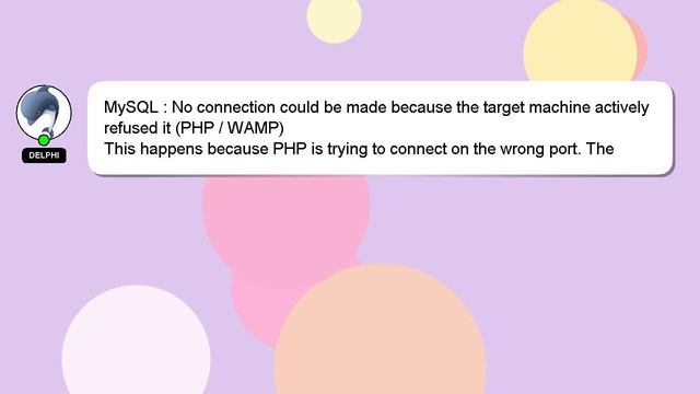 MySQL : No connection could be made because the target machine actively refused it (PHP / WAMP) смотреть онлайн