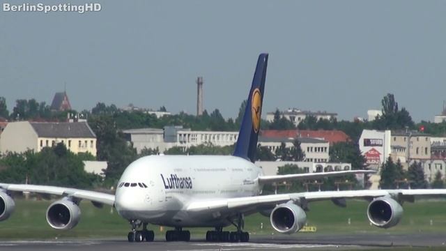 Lufthansa Airbus A380 Landing at Berlin Tegel Airport HD (1080p) смотреть онлайн