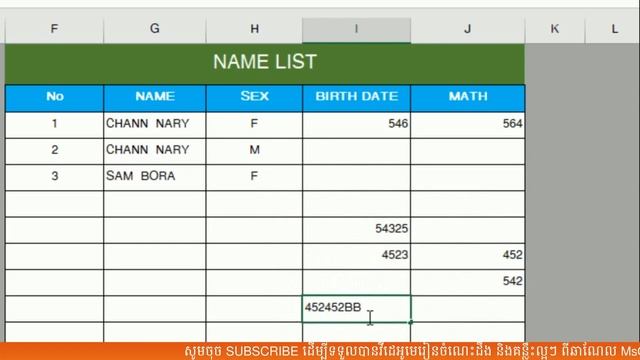 Coloring on active cell automatically | Allow numberic only in Excel | រៀន Excel смотреть онлайн