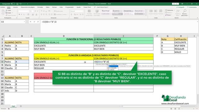 FUNCIÓN SI ANIDADA en Excel | Funciones en Excel #7 смотреть онлайн
