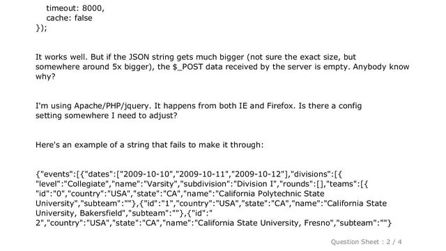 jQuery : JSON object max size? смотреть онлайн