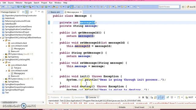 19.Spring bean Life Cycle using callback Using XML Configuration смотреть онлайн