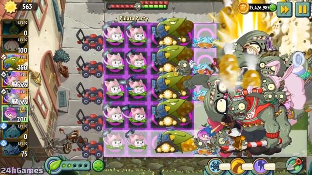 PvZ 2 COB CANNON & CATTAIL Plants Attack All Gargantuar Zombies Fight! - PvZ 2 Pinata Party смотреть онлайн