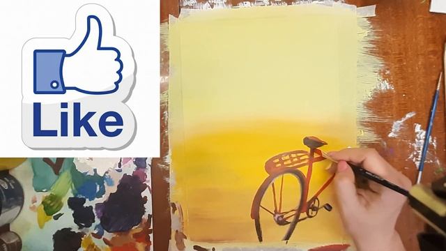 Как нарисовать летний пейзаж. Рисуем велосипед. Правополушарное рисование. Солнечный пейзаж. смотреть онлайн