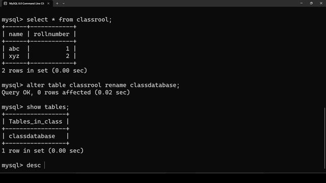 ALTER and DROP command in mysql смотреть онлайн