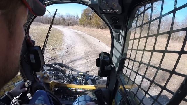 CAT 259D3 grading mile long driveway with Harley Rake Illinois homestead смотреть онлайн