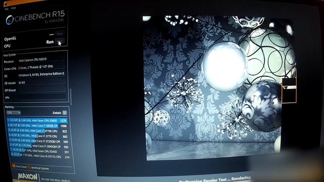 Intel Celeron N2815 (1.87 Mhz) Cinebench R15 смотреть онлайн