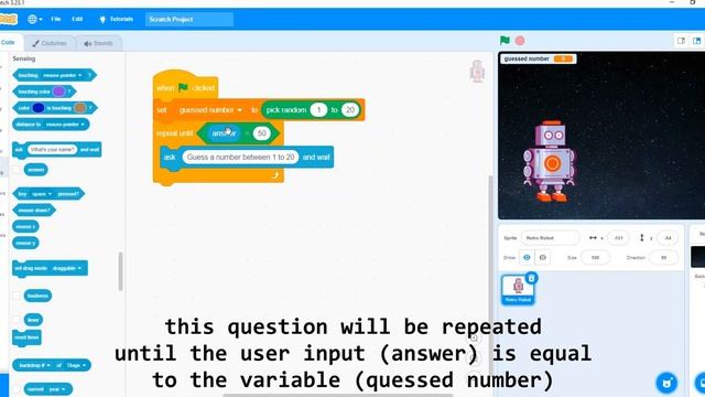 Guess the number game from Python to Scratch coding смотреть онлайн