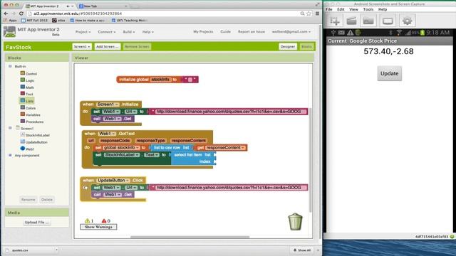Code a Stock Market App with App Inventor 2 (part 2) смотреть онлайн