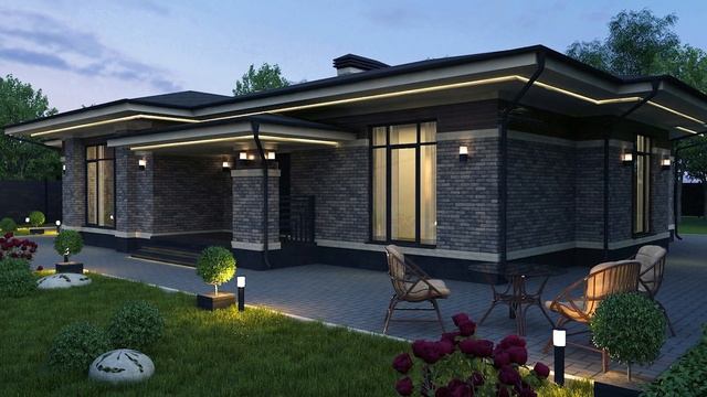 Разбор нового проекта. Одноэтажный дом 150 кв.м в стиле Райта. Дом с большой террасой смотреть онлайн