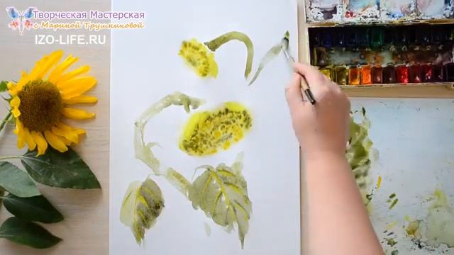 Рисуем подсолнух используя приемы китайской живописи. смотреть онлайн