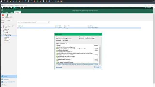 Veeam Backup & Replication 10 | Выполнить мгновенное восстановление ВМ смотреть онлайн
