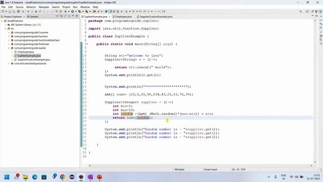 3.6 Supplier Interface | Supplier Predefined Functional interface | Example programs for Supplier смотреть онлайн