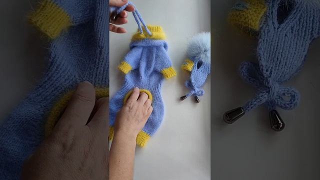 Вязаный комбинезон и шапочка для собачки мальчика ✌️?? смотреть онлайн