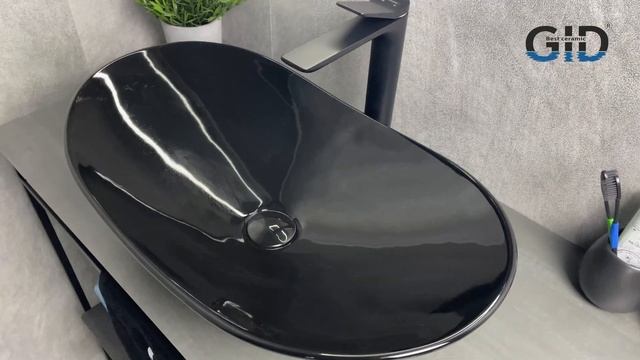 Накладная раковина черная глянцевая Gid BL9811 смотреть онлайн