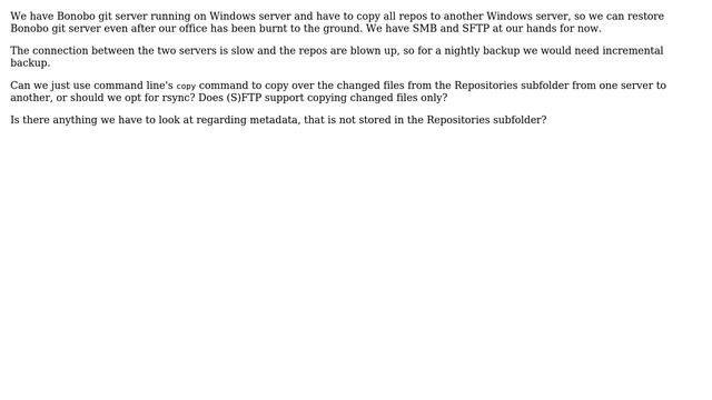 Bonobo git server: How to do an incremental backup of all repos смотреть онлайн