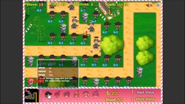 Ninja vs Pirates TD game walkthrough review смотреть онлайн