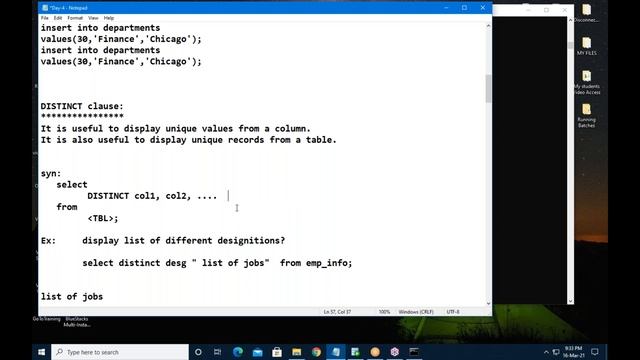 ORACLE 19c tutorials || Demo - 7 || by Mr. Dinesh On 16-03-2021 @9PM IST смотреть онлайн