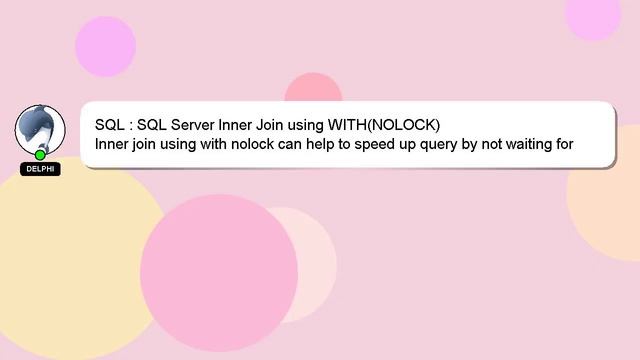 SQL : SQL Server Inner Join using WITH(NOLOCK) смотреть онлайн
