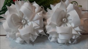 МК. Бантики белоснежные из репсовой ленты шириной 5 см.