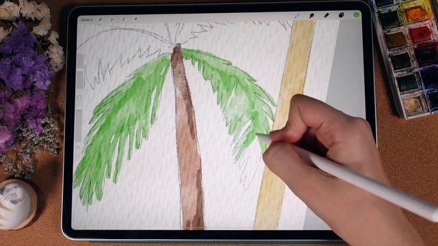 How to paint watercolor character with botanicals in Procreate - Skillshare class + free brushes смотреть онлайн