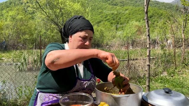 COOKING UCHBACI DOLMA STUFFED VEGETABLES AUTHENTIC WAY | OUTDOOR RELAXING AZERBAIJAN VILLAGE LIFE смотреть онлайн