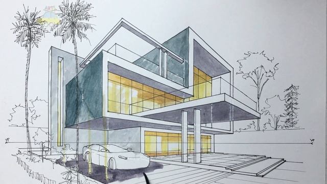 HOW TO DRAW IN 2 POINT PERSPECTIVE & RENDERING TUTORIAL. смотреть онлайн