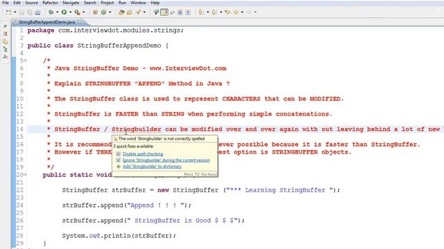 APPEND METHOD IN STRINGBUFFER JAVA DEMO смотреть онлайн