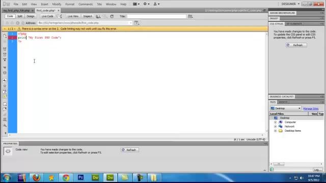 First PHP code смотреть онлайн