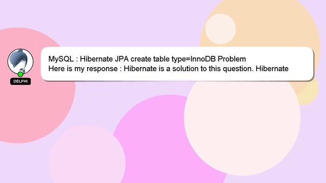 MySQL : Hibernate JPA create table type=InnoDB Problem смотреть онлайн