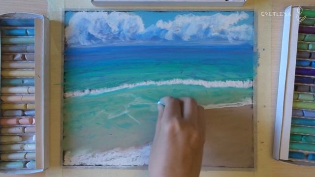 Морской пейзаж сухой пастелью | Петербургская пастель | Pastel By The Sea