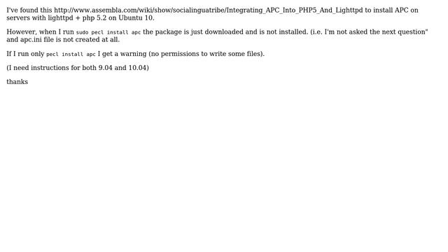 Ubuntu: Installing APC on lighttpd + php 5.2 смотреть онлайн