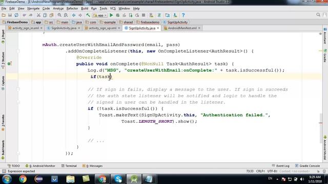 Firebase User Registration (SignUp)on Android Studio #7 [In Hindi] смотреть онлайн