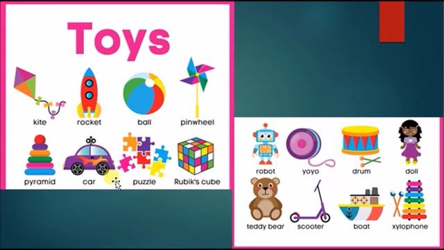 Learn English Vocabulary. Clothes. Food. Toys. Transport. School supplies. смотреть онлайн