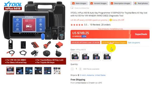XTOOL InPlus IK618 Auto Key Programmer X100PAD3 For Toyota or Benz OBD2 Diagnostic Tool смотреть онлайн