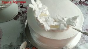 Лилии и розы из крема (БЗК) Кремовое украшение торта