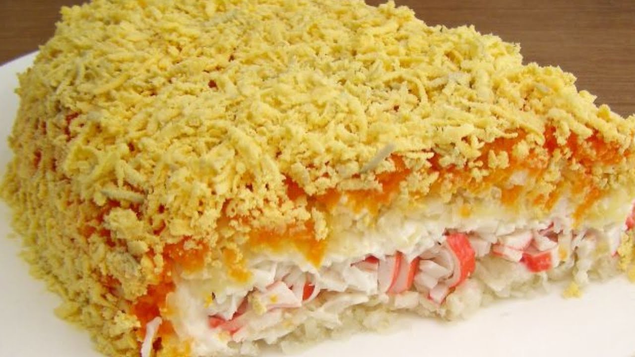 Салат с крабовыми палочками смотреть онлайн