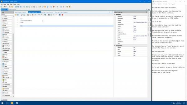 DecSoft App Builder - Video tutorials - Number 011: Table control