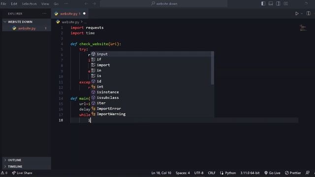 Check whether website is down | Python | Server | Learn with Esprit смотреть онлайн