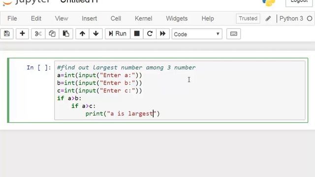 Largest number among 3 numbers using nested if in python смотреть онлайн