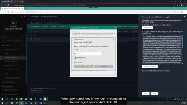 Kaspersky Security Center Cloud Console: Connecting to remote client using RDP
