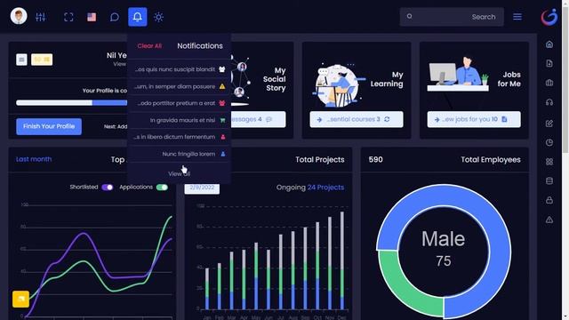 EmployX Career Bootstrap 5 Admin Dark Mini Sidebar Dashboard with RTL Theme смотреть онлайн
